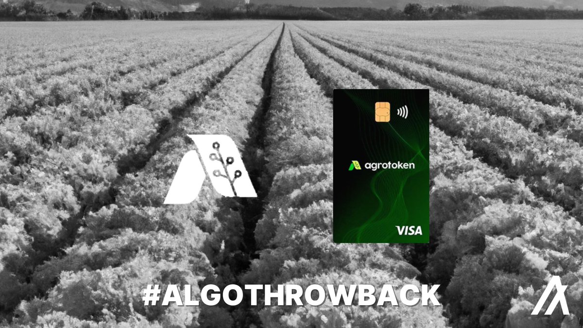 Algorand's tweet photo. 1/ We're celebrating @agrotoken for World Agriculture Day! Last August, history was made with the first-ever transaction using the Agrotoken @Visa card, enabling farmers to use their grains as a form of payment, powered by the #Algorand blockchain 💪 #AlgoThrowback https://t.co/rnVxvKsM8M