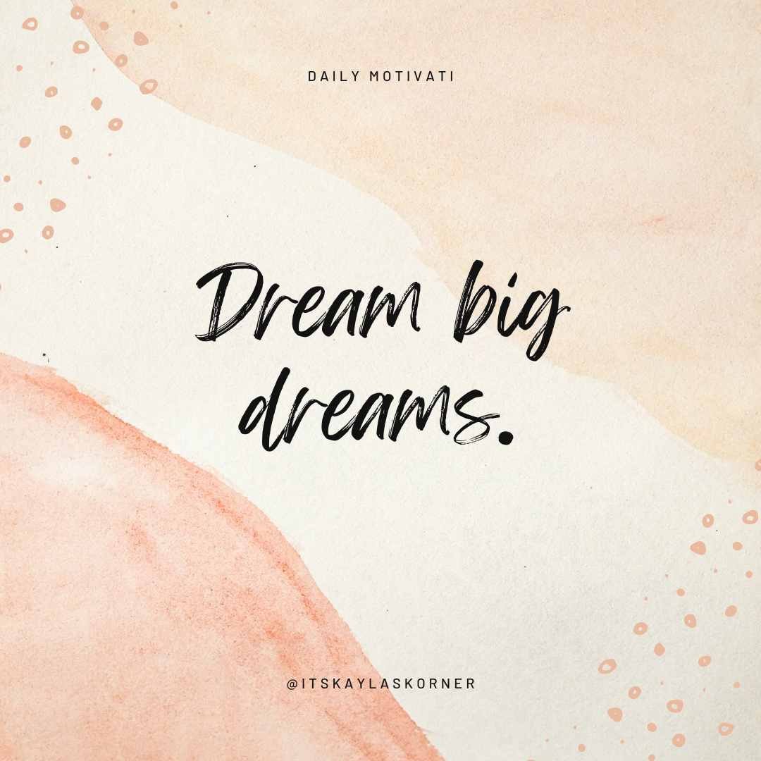 itskaylaskorner's tweet photo. Dream big dreams. The sky is the limit. Don't let anyone tell you otherwise.

The quote is a reminder that we should never give up on our dreams, no matter how big they may seem. We should always strive to achieve our goals, no matter how difficult they may be. https://t.co/RLtQdrej0I