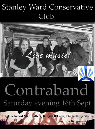 Saturday evening 16th Sept if you want to listen to some live music we'll be the Stanley Ward Conservative Club playing some U2, Killers, Fleetwood Mac, Rolling Stones  etc. so get your butts there you'll be moe than welcome :-)