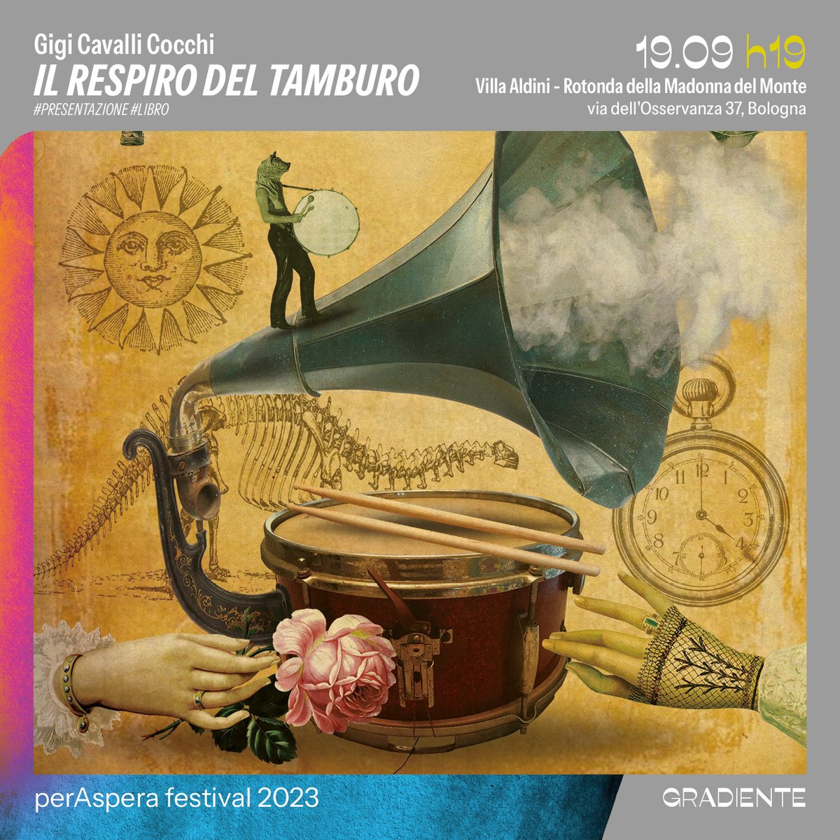 Gigi Cavalli Cocchi, storico #batterista di <a href="/ligabue/">Luciano Ligabue</a> presenta a perAspera #festival il suo #libro "Il respiro del tamburo" martedì 19.09 a Villa Aldini

info bit.ly/3L49O9p

[seguirà il live Malebolge di La Testa NO!]
#bolognaestate #incontri #musica #libri