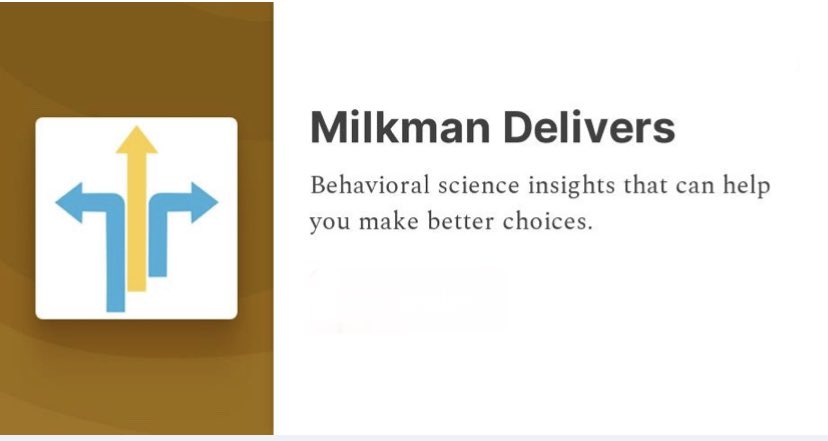 katy_milkman's tweet photo. When we crossed 10k subscribers it seemed like the right time to get a snazzy new logo for Milkman Delivers and move to @substack. New monthly Q&As with #BehavioralScientists will start dropping soon. Check it out 👇🏻
https://t.co/NoZme81lcd https://t.co/J20NSOGUZe