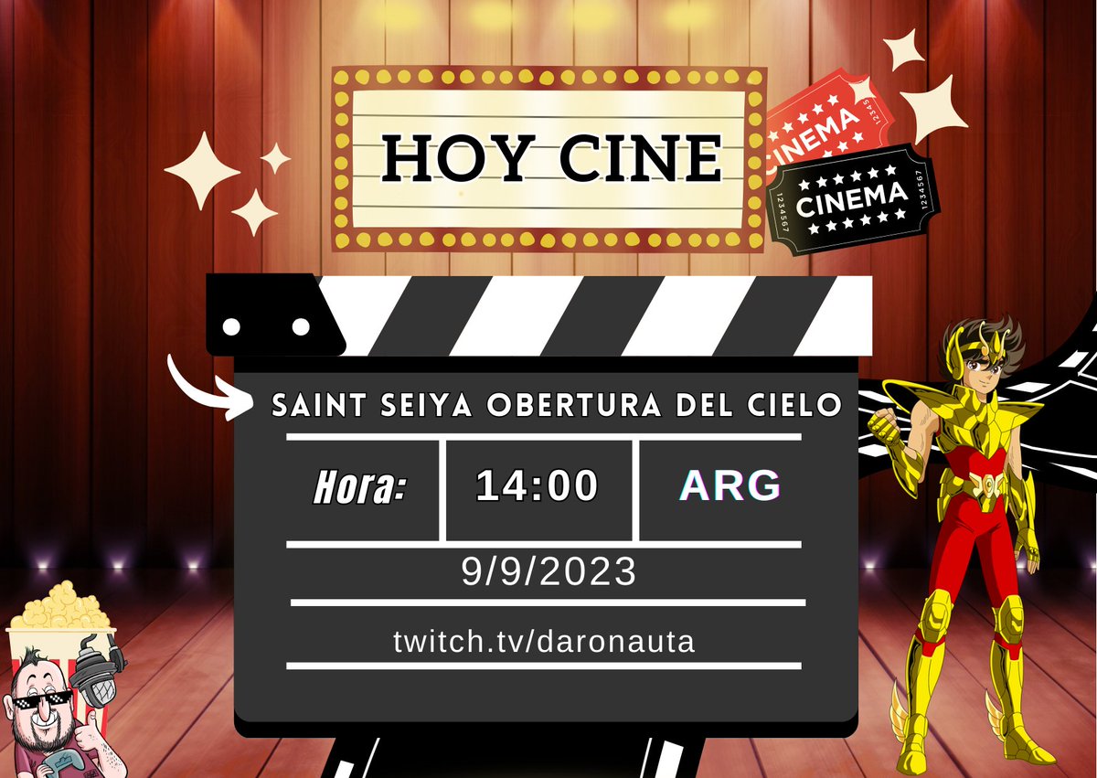 DaroNauta's tweet photo. 📽️Hoy  CINE
🎬Saint Seiya: Obertura del cielo ❄️
🕒14:00hs 🇦🇷 / 19:00hs 🇪🇸
⛽️Te esperamos tarde CHILL MOVIE
🎞️Entrada LIBRE Y GRATUITA
🎬SALA : https://t.co/4nzTeh45iY 👈 https://t.co/STuvI4Jn2N