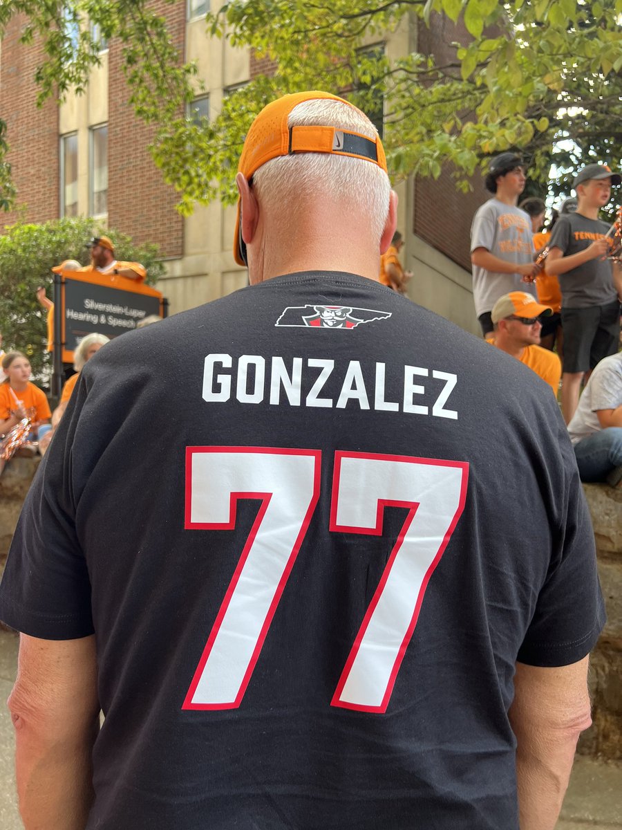 One fan in attendance is repping both Tennessee and Austin-Peay.

He is a Vol fan. He is also from Lenoir City. Former Lenoir City HS offensive lineman Leo Gonzalez is now a freshman at APSU. Hence a mix of colors.
