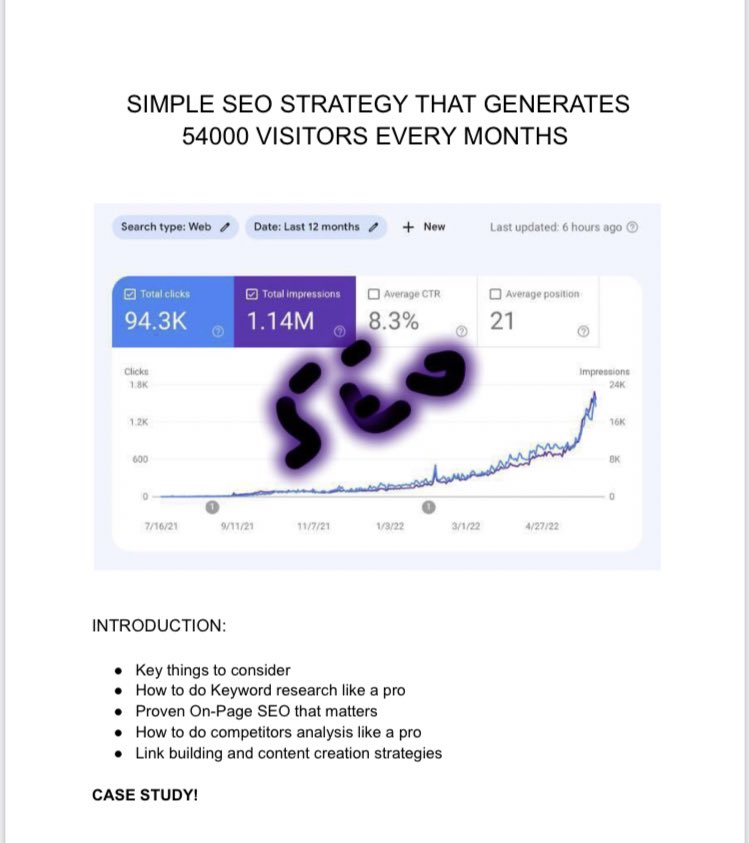 jayhustlerSEO's tweet image. Got so many DMs on how I helped this simple website and generated over 54000 monthly visitors.

Well, I’ve created an exact blueprint that you can apply and get the same results (Even if you’re new to SEO)

Just Like, Follow, RT &amp;amp; Comment “SEO” to get it.