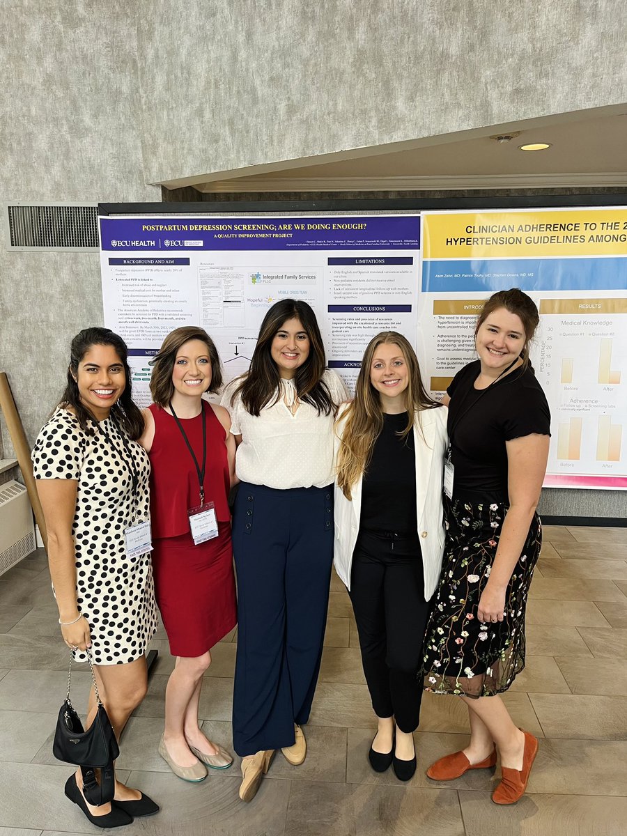 Congratulations to these 5 Peds and med/Peds residents from <a href="/ECUHMC_gme/">ECU Health Medical Center GME</a> who presented at today’s <a href="/ncpeds/">NCPEDS</a> poster session. Kids &amp; families in ENC are healthier because of their work. <a href="/ECUHealthNC/">ECU Health</a> <a href="/ECUBrodySOM/">ECU Brody School of Medicine</a> <a href="/AmerAcadPeds/">American Academy of Pediatrics</a>