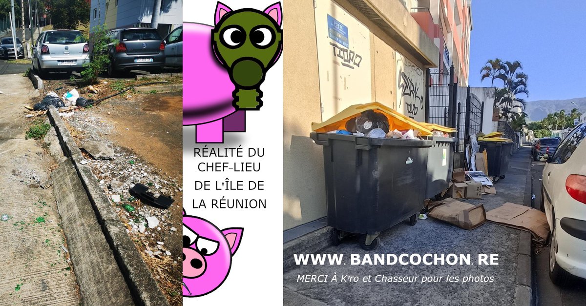 À La Réunion il est parfois compliqué de se déplacer avec les trottoirs encombrés de déchets ou de petites "crasses" qui volent avec le vent ou (verre cassé) qui peuvent blesser. Merci à "K'ro" et à "Chasseur" nos deux témoins de dépôts sauvages.  bandcochon.re