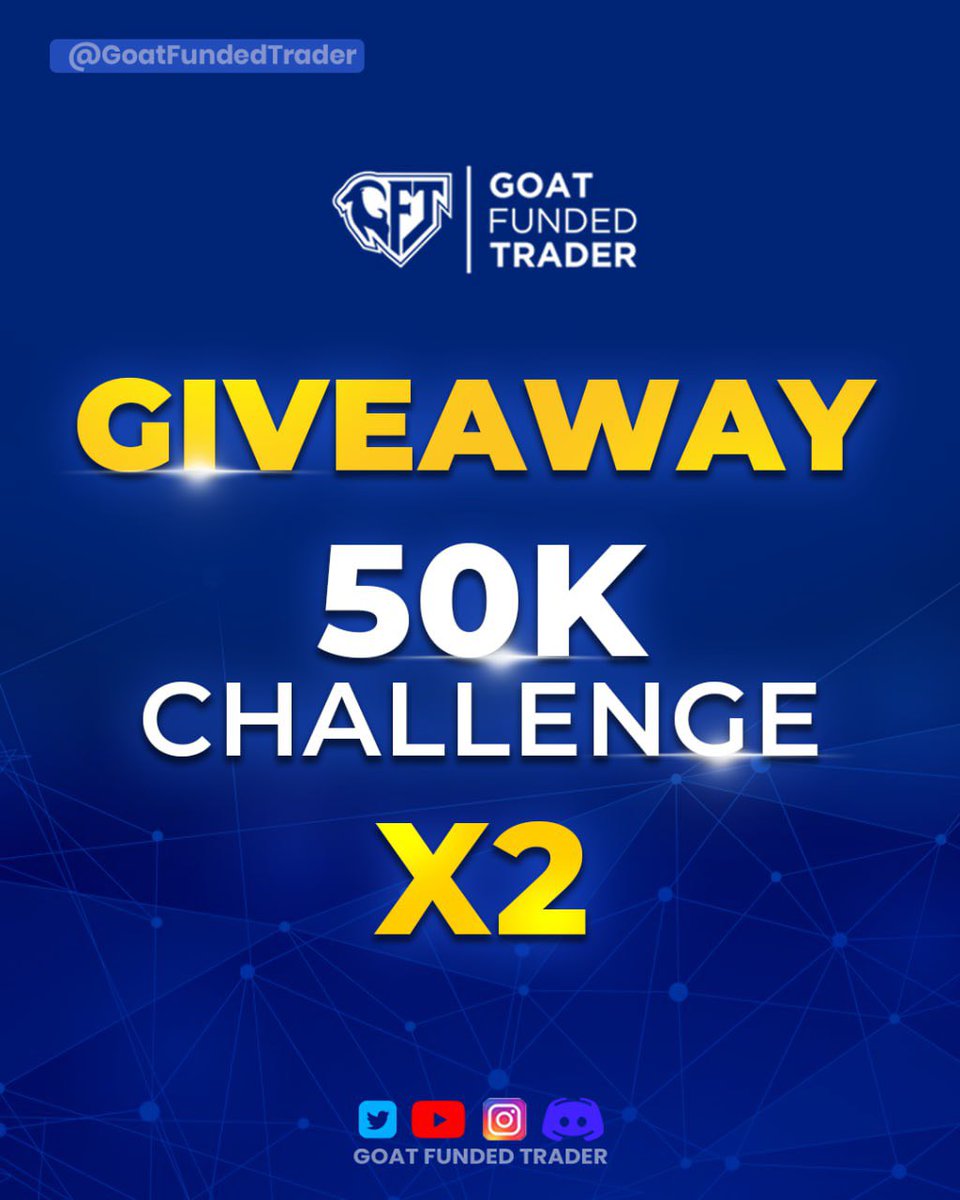 GIVEAWAY ALERT 🚨

2 X 50K accounts

Rules:

• Follow <a href="/EdwardXLreal/">Edward XL | CEO of GoatFundedTrader</a> and @goatfunded

• like and retweet

• join our discord

• comment by tagging your favorite GFT affiliate 👀