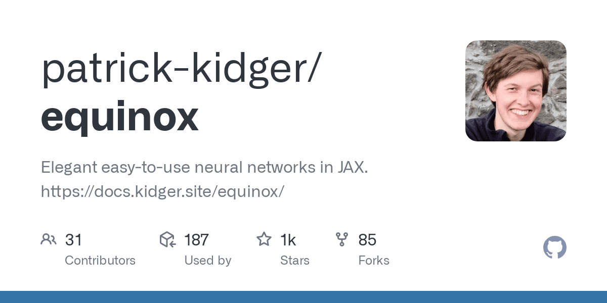 MultiplatformAI's tweet photo. Equinox: Elevating Numerical Methods for Data Science and Machine Learning
#advancedcapabilities #AI #artificialintelligence #attentionmechanisms #checkpointedwhileloops #datascience #Equinox #JAXlibrary #llm #machinelearning #numericalcomputing
https://t.co/DcY7uRmbYF https://t.co/SJ9Uq8zmVF
