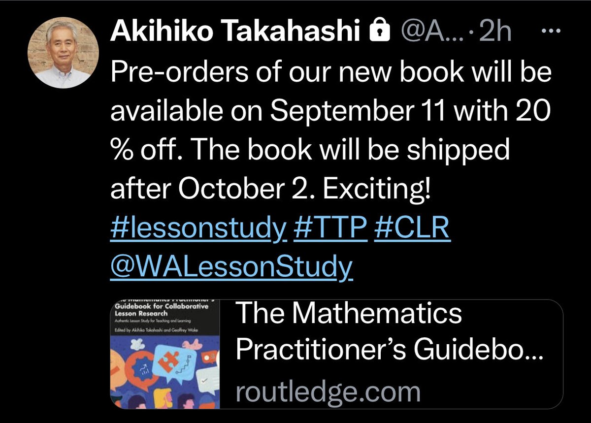 geoffwake1's tweet image. 👇 #lessonstudy

routledge.com/The-Mathematic…