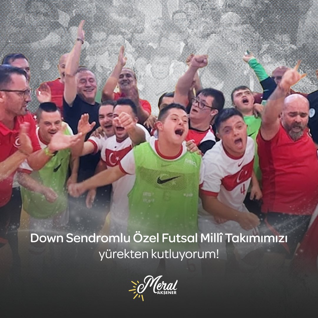 Üstün başarılarıyla Avrupa şampiyonu olarak bizlere büyük bir gurur yaşatan Down Sendromlu Özel Futsal Millî Takımımızı yürekten tebrik ediyorum.

Muhteşem çalışma azminizin önünde hiçbir engelin duramayacağını tüm dünyaya gösterdiniz…

Emeklerinize sağlık!❤️🇹🇷