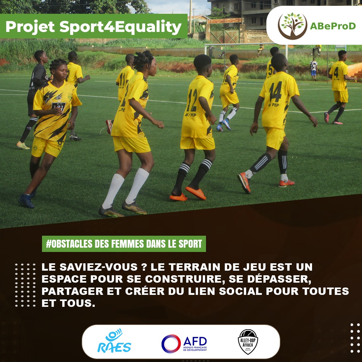 Le sport, c'est bien plus qu'une activité physique. il crée un cadre où chacun peut se découvrir, se dépasser, et tisser des liens avec les autres. Pas de différence de genre, que d'opportunité pour tous et toutes de s'épanouir et de grandir ensemble.
#sport4equality