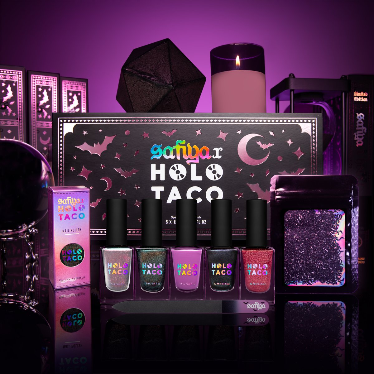 holotaco's tweet photo. Holo, friends &amp; welcome to the 🖤𝖍𝖔𝖑𝖔 𝖙𝖆𝖈𝖔 𝖝 𝖘𝖆𝖋𝖎𝖞𝖆🖤 collection😏🦇 We collabed with our fav Bat B*tch Safiya to mix up 5 NEW ✨limited edition✨ shades, tucked into a gothic-esque collector’s box.
𝖘𝖍𝖔𝖕👇
https://t.co/S4HN0q8xrH
#holotacoxsafiya #safiyanygaard https://t.co/cbf3WuWvdT