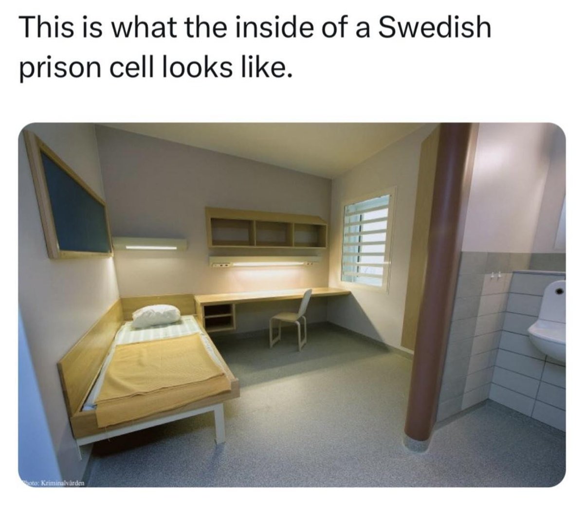 _Cephalopod_'s tweet photo. The American dream is to have the same living conditions as a Swedish prisoner https://t.co/hWuIBBPXlv