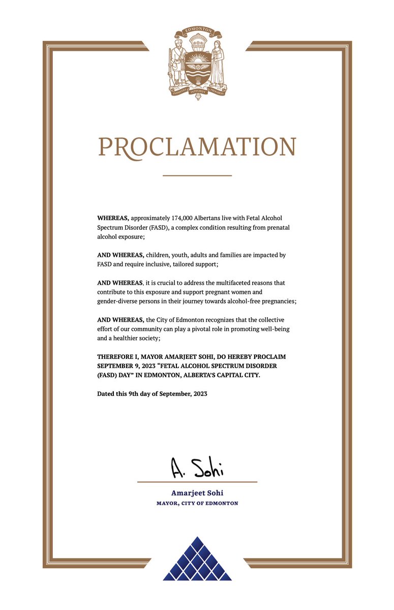 EdmontonEFAN's tweet image. Sept 9 is #FASD day! Thank you Mayor @AmarjeetSohiYEG for recognizing this important day in #yeg and Alberta. #FASDMonth2023 #RedShoesRock