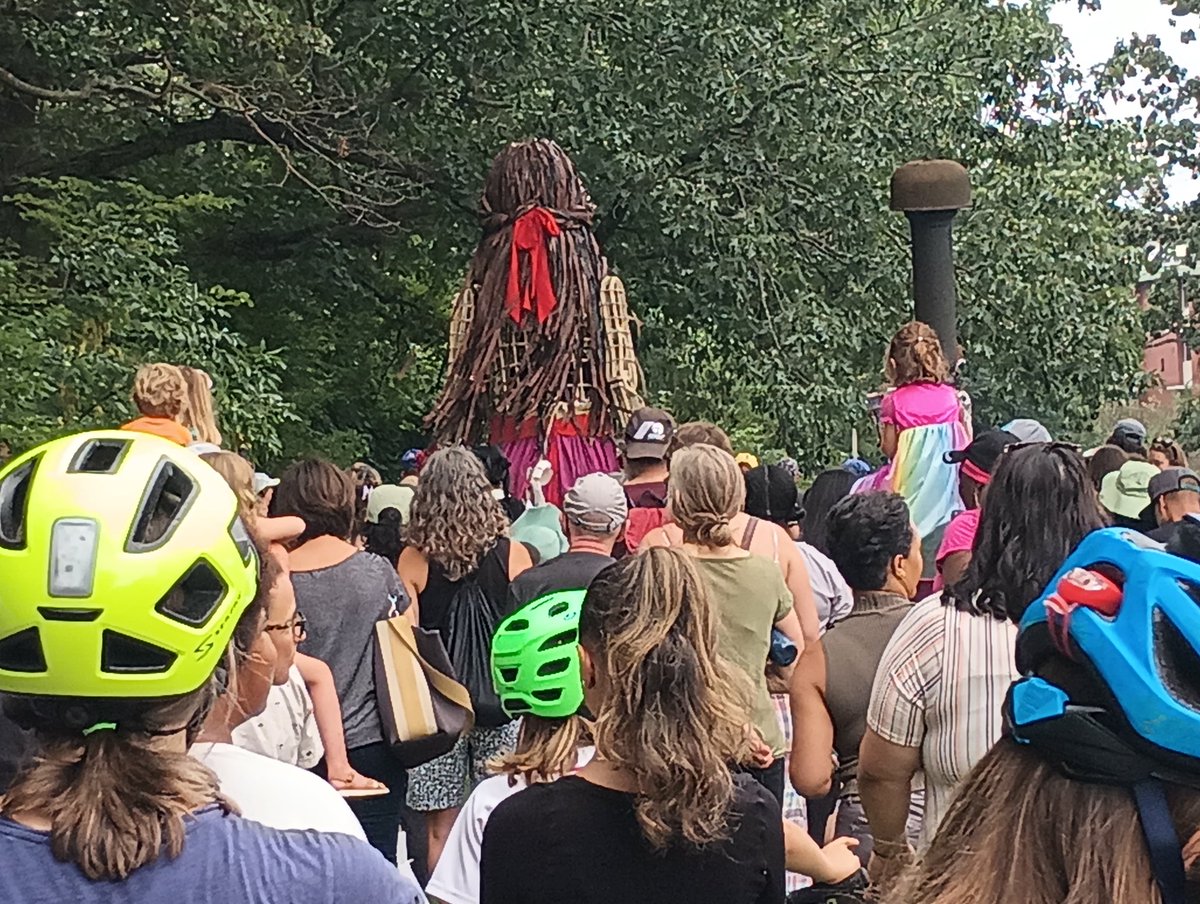 Walking with #littleAmal in Boston this morning.