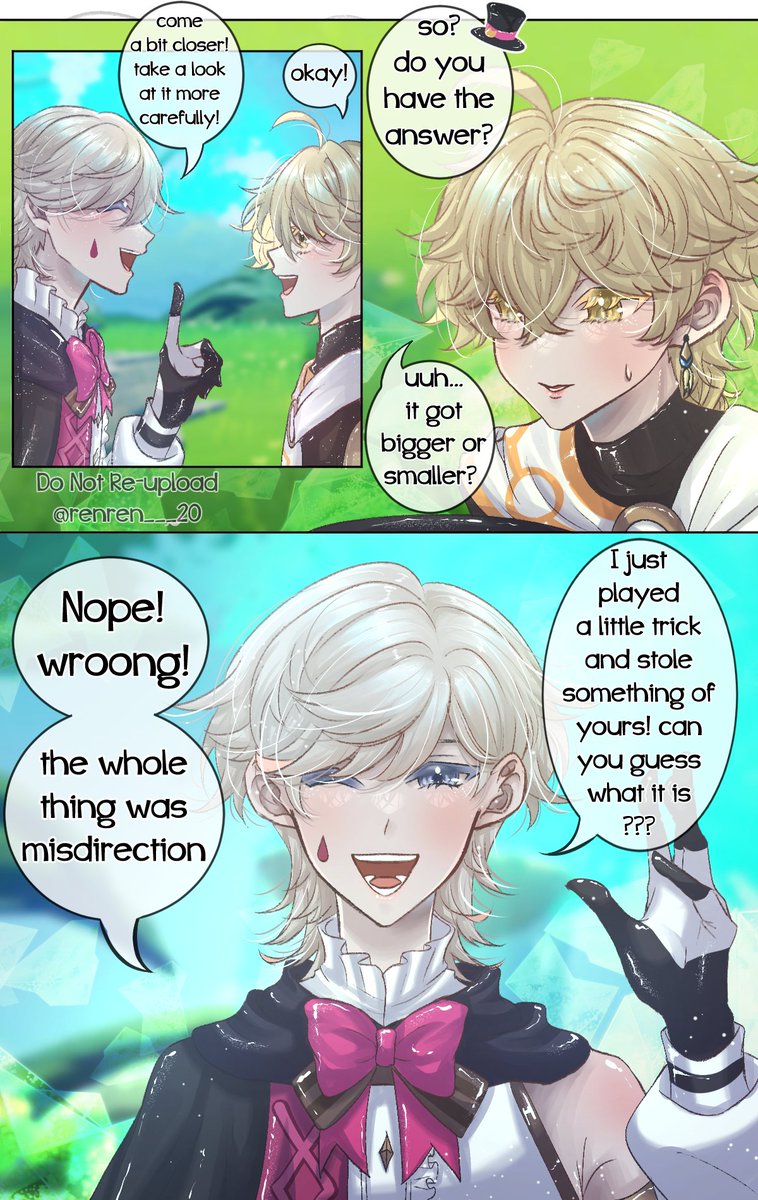 renren___20's tweet photo. Canon teapot conversation 

Lyney x Aether  

#GenshinImpact https://t.co/r9qI1KHadk
