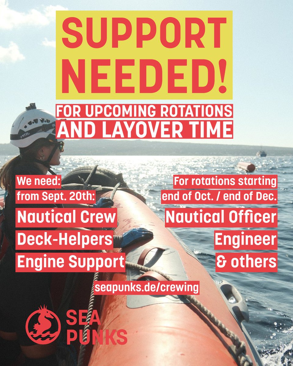 sea_punks's tweet photo. Aufgepasst! Wir haben mit dem Crewing für die nächsten Einsätze begonnen und suchen dafür noch Leute. Wenn du also Teil unserer Einsatzcrew sein möchtest, füll' schnell unseren Crewing-Fragebogen aus.Die geplanten Starttermine sind 20.10. und 20.12.Melde dich: crewing@seapunks.de https://t.co/iwWsMiXQ8d