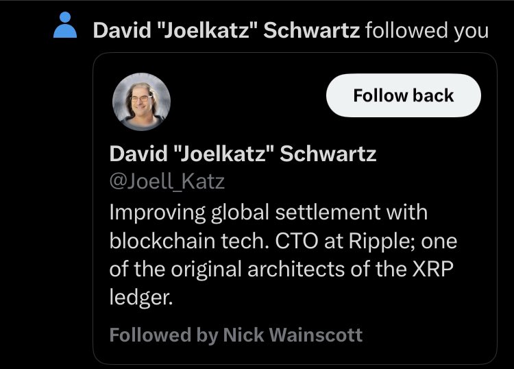 xrpl_mworks's tweet image. Even joell katz is now following me. 🤭 

#xrpl #xrpldev #xahau #evernode #gemwallet #xumm #yester 🤫