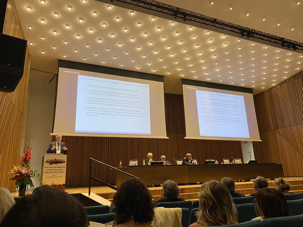 AlikhaniP's tweet photo. Thoughtful take home message: 

LT4 therapy may normalize TSH without necessarily modulating T3. It’s important to consider combination therapy (including T3) for hypothyroid patients. 

Thank you @Bianco_Lab for your great talk! @merckgroup @ETA_Thyroid @Endocrine_News https://t.co/ZosZ3WzxDG