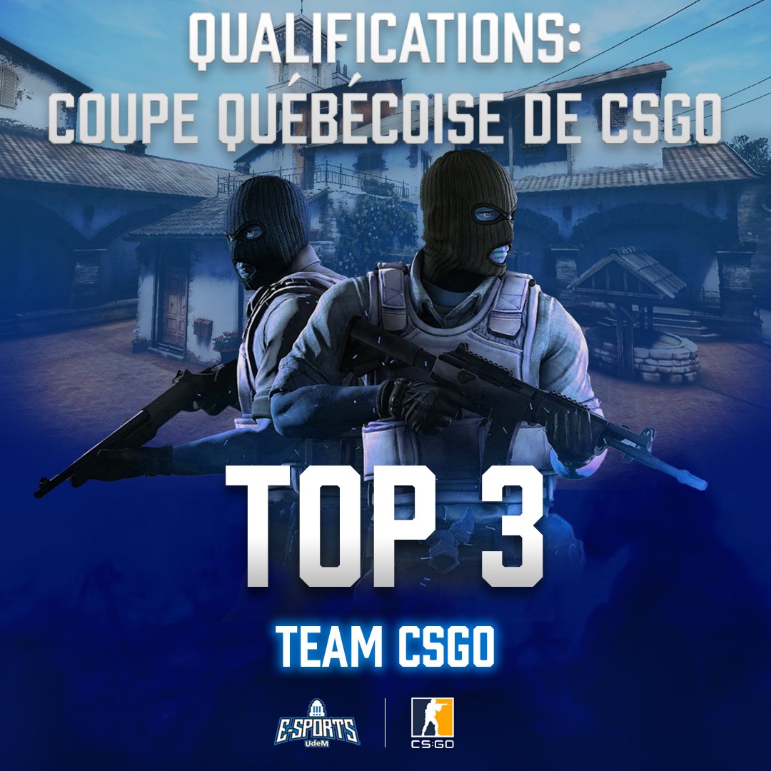 UdeM Esports (@udemesports) on Twitter photo Très fier de nos joueurs qui se sont battus jusqu'au bout dans la qualification de la <a href="/CQCS_Officiel/">Coupe Québecoise de Counter-Strike</a>.
Bien joué à tous nos adversaires !
Ils jouent également dans la ESEA Open Division, ne manquez pas leurs matchs
⏩twitch.tv/udem_esports
Allez les bleus 🔵⚪️🔵 Très fier de nos joueurs qui se sont battus jusqu'au bout dans la qualification de la <a href="/CQCS_Officiel/">Coupe Québecoise de Counter-Strike</a>.
Bien joué à tous nos adversaires !
Ils jouent également dans la ESEA Open Division, ne manquez pas leurs matchs
⏩twitch.tv/udem_esports
Allez les bleus 🔵⚪️🔵