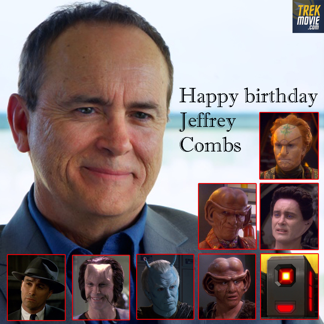 TrekMovie's tweet photo. Happy birthday to Jeffrey Combs, who's played so many roles on #StarTrek we couldn't squeeze them all into one photo (although we gave it a go). He's been on Deep Space Nine, Voyager, Enterprise, and Lower Decks—and in one episode of DS9, he played both Brunt and Weyoun 8. https://t.co/EiMnHcmq2O