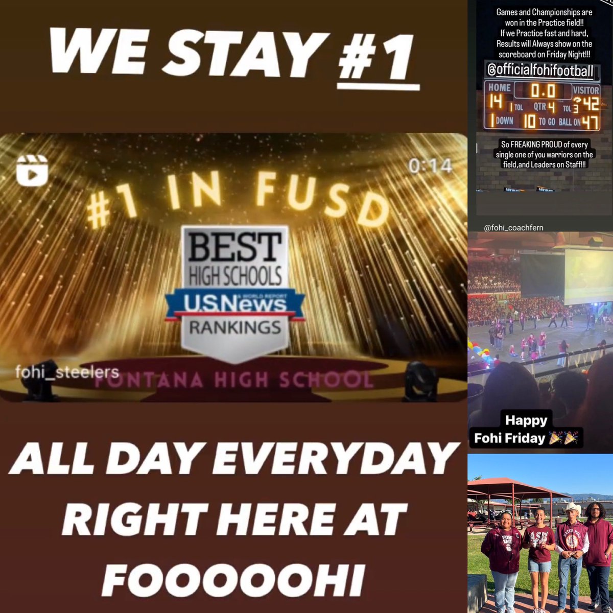 Fohi_Steelers's tweet photo. Fohi had a great week! We are #1 high school in FUSD for two years in row! Our rally was awesome and we won our football game! Go Steelers!
#ibelieveinFUSD
#livemaroon https://t.co/Lfu8OKaPQO