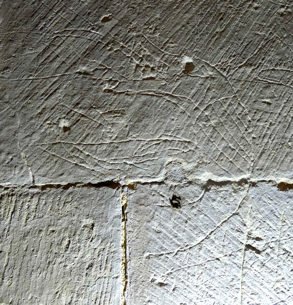 A couple more medieval graffiti from St Albans cathedral - where this fantastic backwards facing dragon/bird looks very C12th in origin. One of two there. Scary.