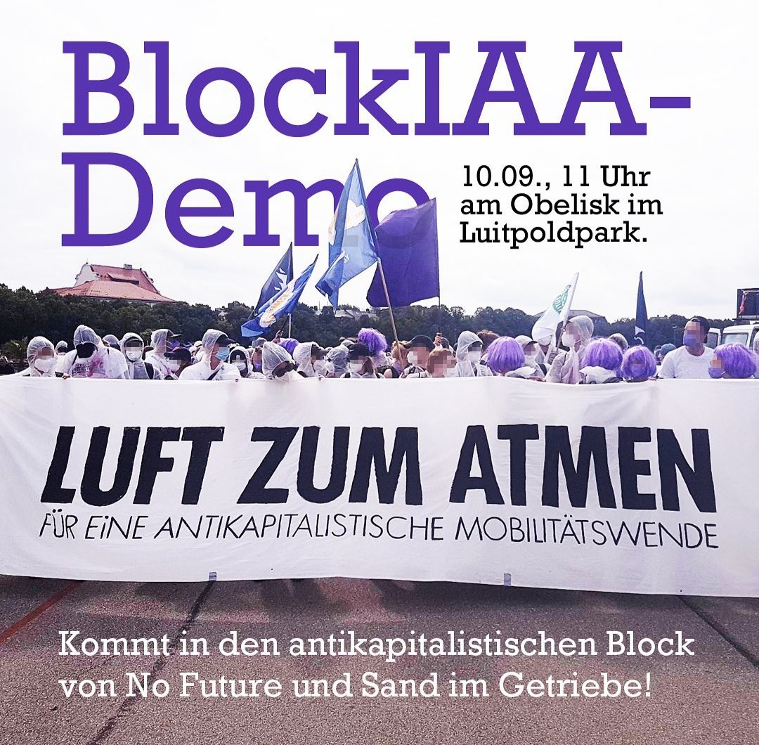NoFuture (@nofuture_muc) on Twitter photo Nach der Aktion ist vor der Demo:
Morgen beteiligen wir uns an der #BlockIAA Demo von <a href="/no_iaa/">#blockIAA Demo</a> mit einem gemeinsamen Block mit @Sand_imGetriebe
#NoIAA Nach der Aktion ist vor der Demo:
Morgen beteiligen wir uns an der #BlockIAA Demo von <a href="/no_iaa/">#blockIAA Demo</a> mit einem gemeinsamen Block mit @Sand_imGetriebe
#NoIAA