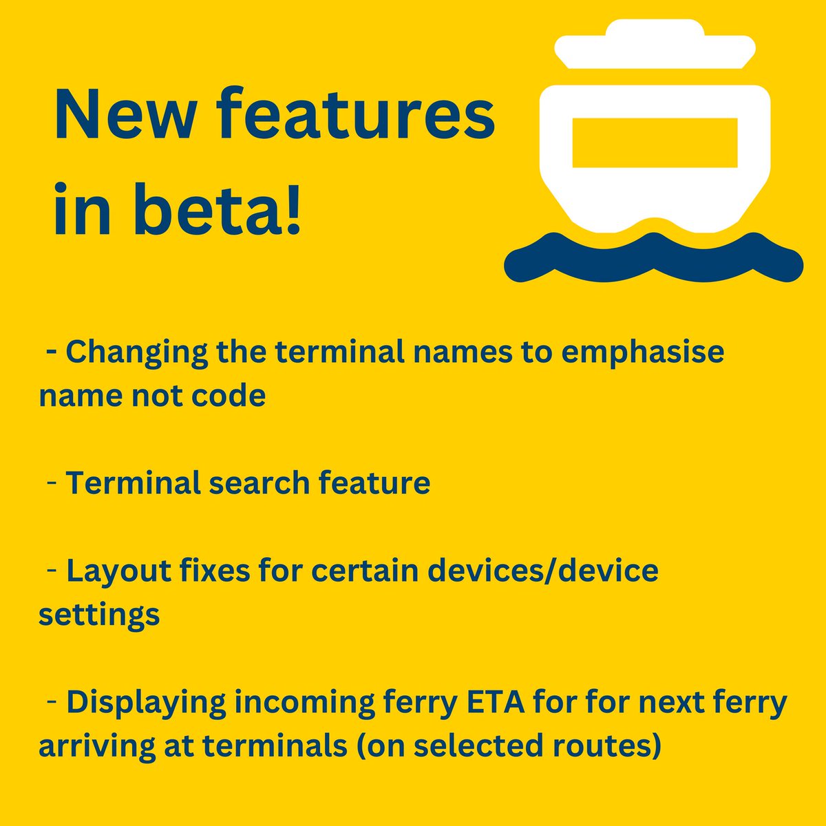 cdnseagulls's tweet photo. Our beta is still going strong and providing great feedback, which culminates every so often in changes like these which come directly from tester input! If you want to help shape the bespoke app for BC Ferries passengers, check out our website to join the beta! https://t.co/1MHekBO6LP