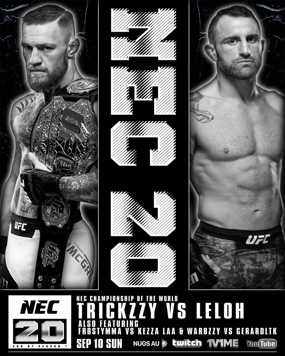 ‼️TOMORROW‼️ NUGS Au brings you #NEC 20!

🏁 The Season 1 Finale

👑 Can #Trickzzy keep hold of the NEC gold to close out Season 1 when he takes on #Leloh in our Main Event.

Live on Twitch <a href="/7pm/">Huong Le</a> BST, hosted by JakeyB - twitch.tv/nugs_au