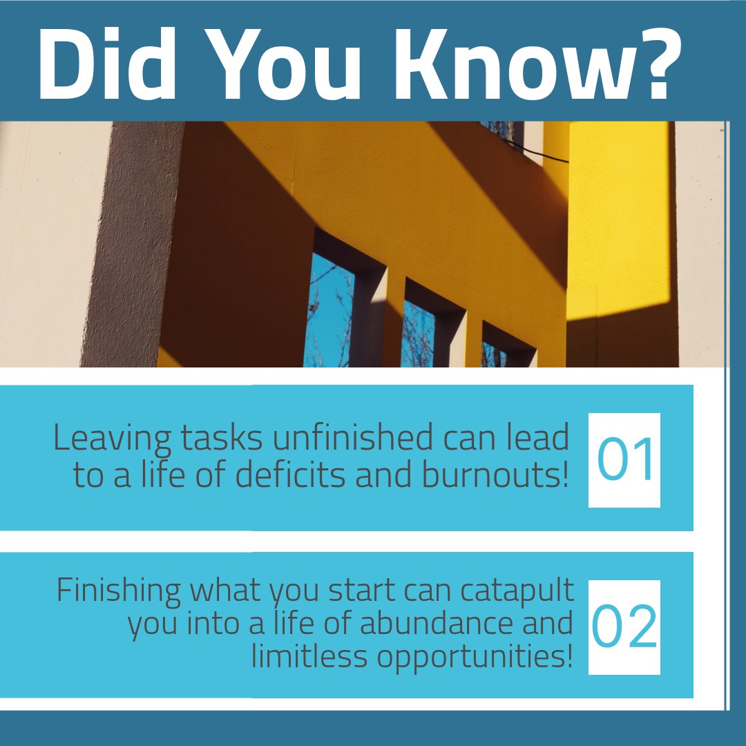 Don't let unfinished tasks hold you back! Discover the power of completion and open the door to a world of abundance and limitless opportunities. Start today, finish strong! 💪🚀 #Productivity #Motivation