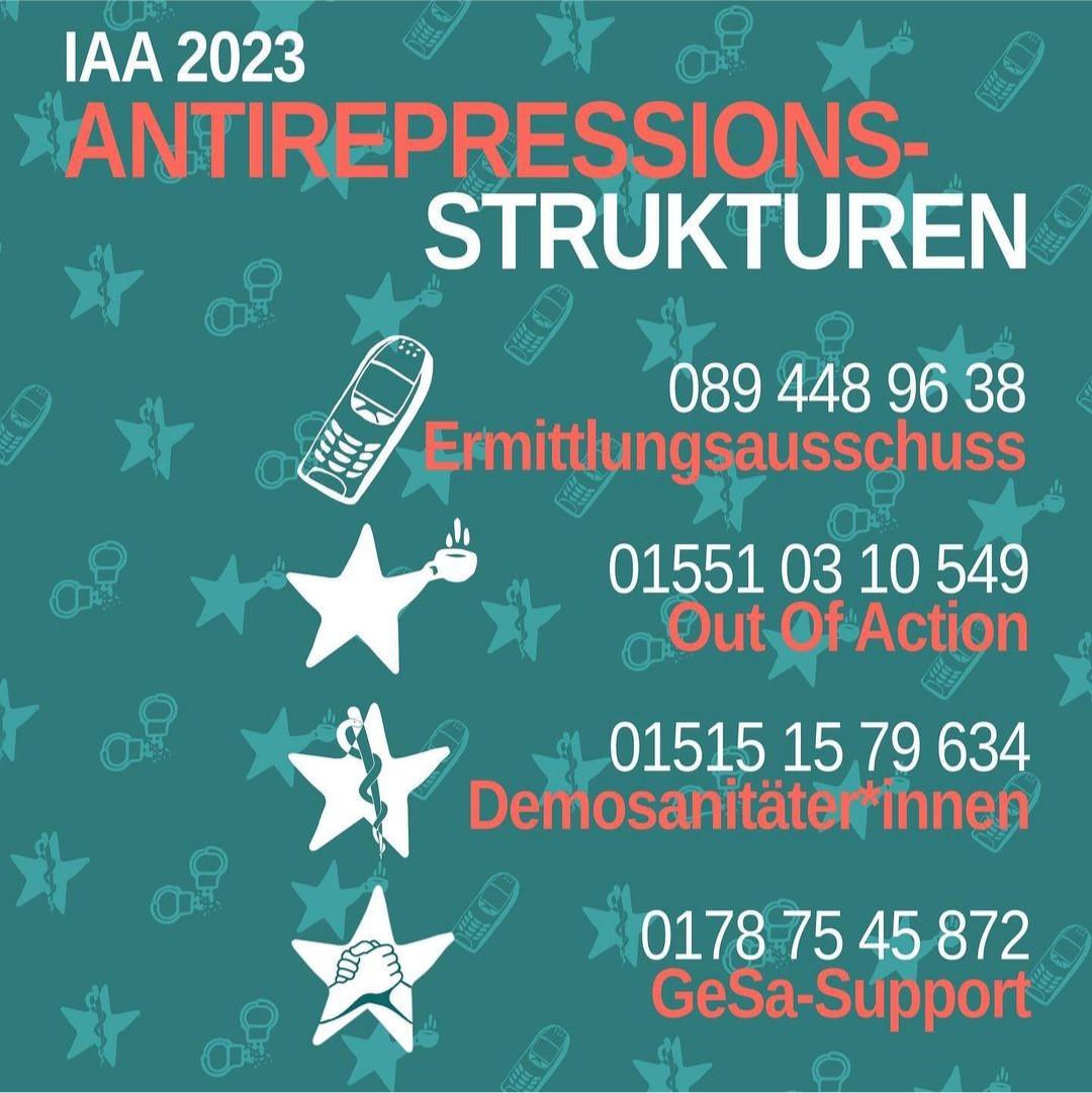 NoFuture (@nofuture_muc) on Twitter photo Wichtige Nummern zum Umgang mit Repression!
#NoIAA 
#BlockIAA Wichtige Nummern zum Umgang mit Repression!
#NoIAA 
#BlockIAA