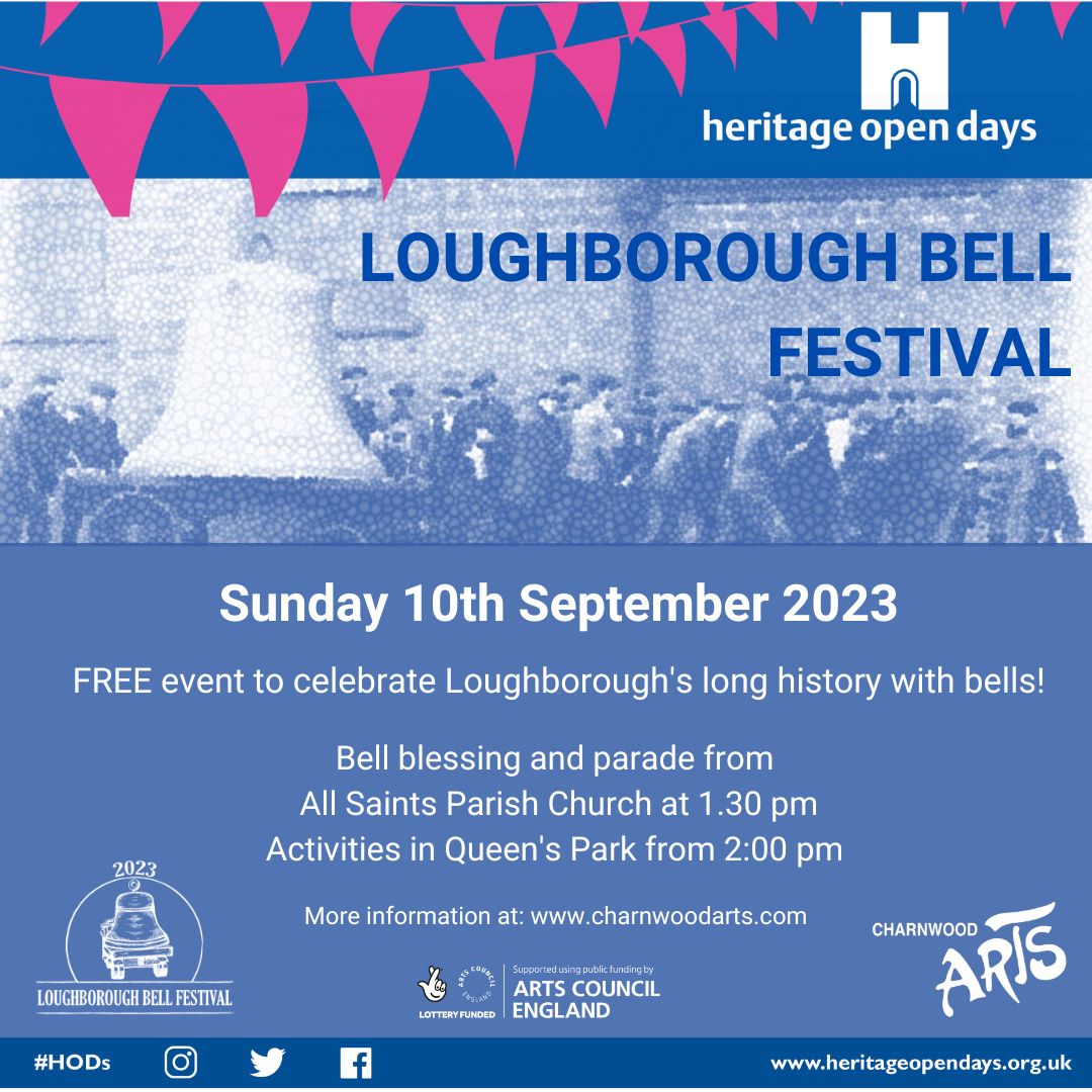 CharnwoodBC's tweet photo. 🔔Exciting day in Queen's Park in Loughborough tomorrow as the first ever Bell Festival is taking place.

The event will celebrate the town's long, rich history with bell making.

🕑Make sure you pop down and give them a visit from 2pm! https://t.co/UlKV9YwMD0