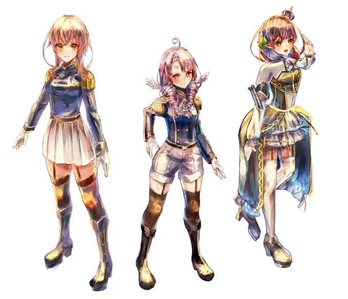 第四戦艦戦隊第三部隊集合絵で描いてたわ 3年前……?左からラトーレ姉様、シュパーブちゃん先輩、ロイヤル・オークですね 