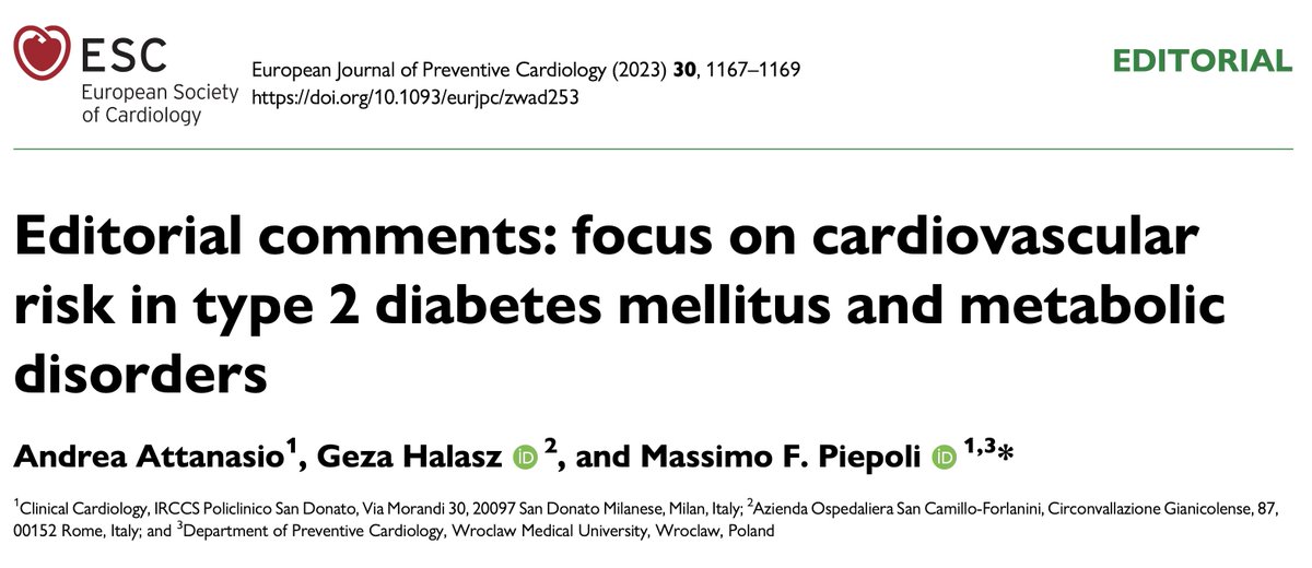maciejbanach's tweet photo. Great editorial by @m_piepoli and colleagues on the recent issue of #EJPC dedicated to exploring the relationship between type 2 #diabetes, #metabolicdisorders, and #cardiovascular #risk, including our next analysis from the #LIPIDOGRAM cohort #studies 2004-2015. 

In this analysis we revealed that #MetS is associated with increased all-cause #mortality risk in #nonobese and #obese #patients. In patients without MetS, #obesity remains significantly associated with mortality. The concept of metabolically healthy obesity should be therefore revised. See: 
https://t.co/bElTPlTA1M

https://t.co/gq4ltf52H6