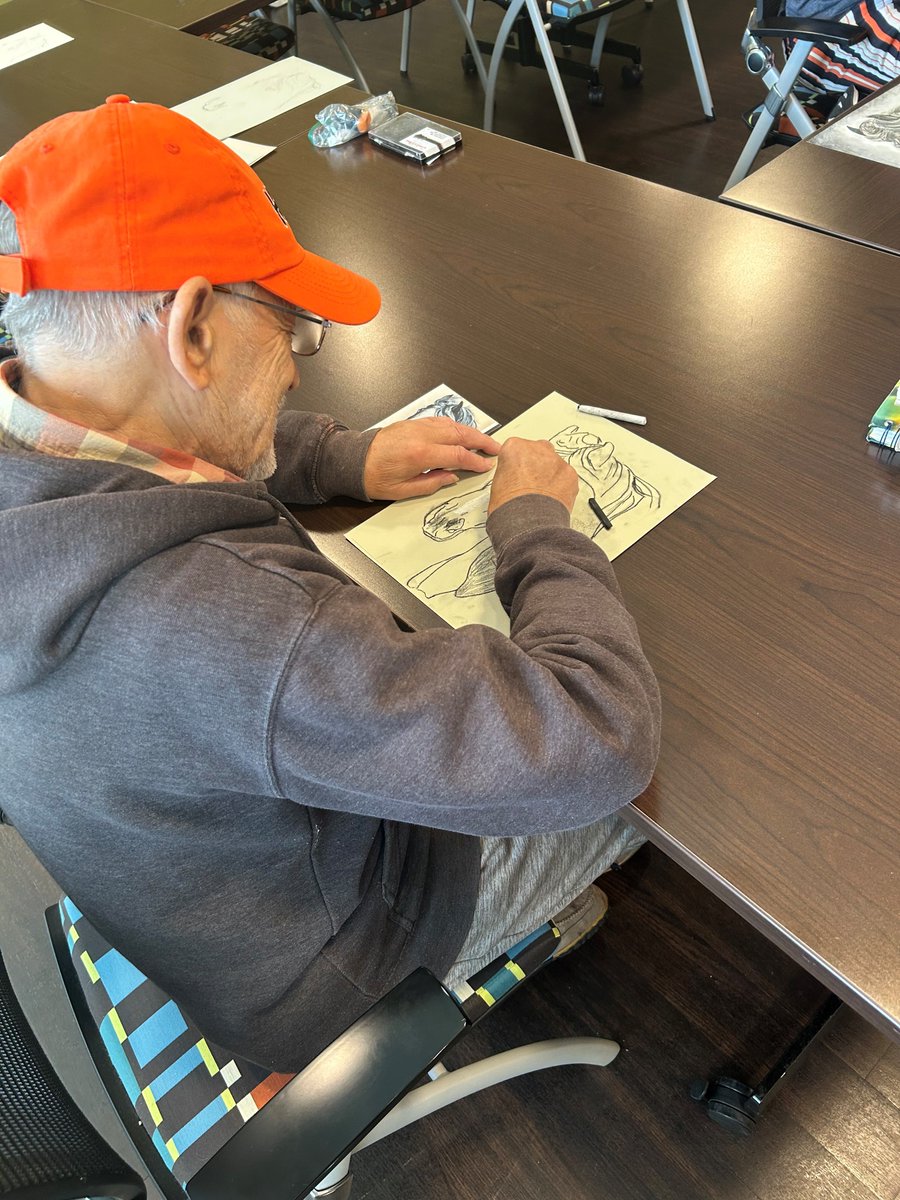 NorwichSprings's tweet photo. We are so grateful for our collaboration with The Community Studio for holding a guided fine arts class at our campus once a month. For this month's project, our residents worked on shading these beautiful horse drawings! 🎨 🐴 

#SeniorLiving #LiveWithTrilogy #ArtsandCrafts https://t.co/SRjv9TeTmB