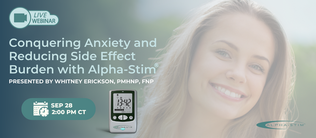 AlphaStim's tweet photo. Register now for Conquering Anxiety and Reducing Side Effect Burden with Alpha-Stimยฎ with Whitney Erickson, PMHNP, FNP on September 28th: https://t.co/Q7qYJdUlVa
#webinar #alphastim #nursepractitioner #anxietyrelief https://t.co/60juXh7dks