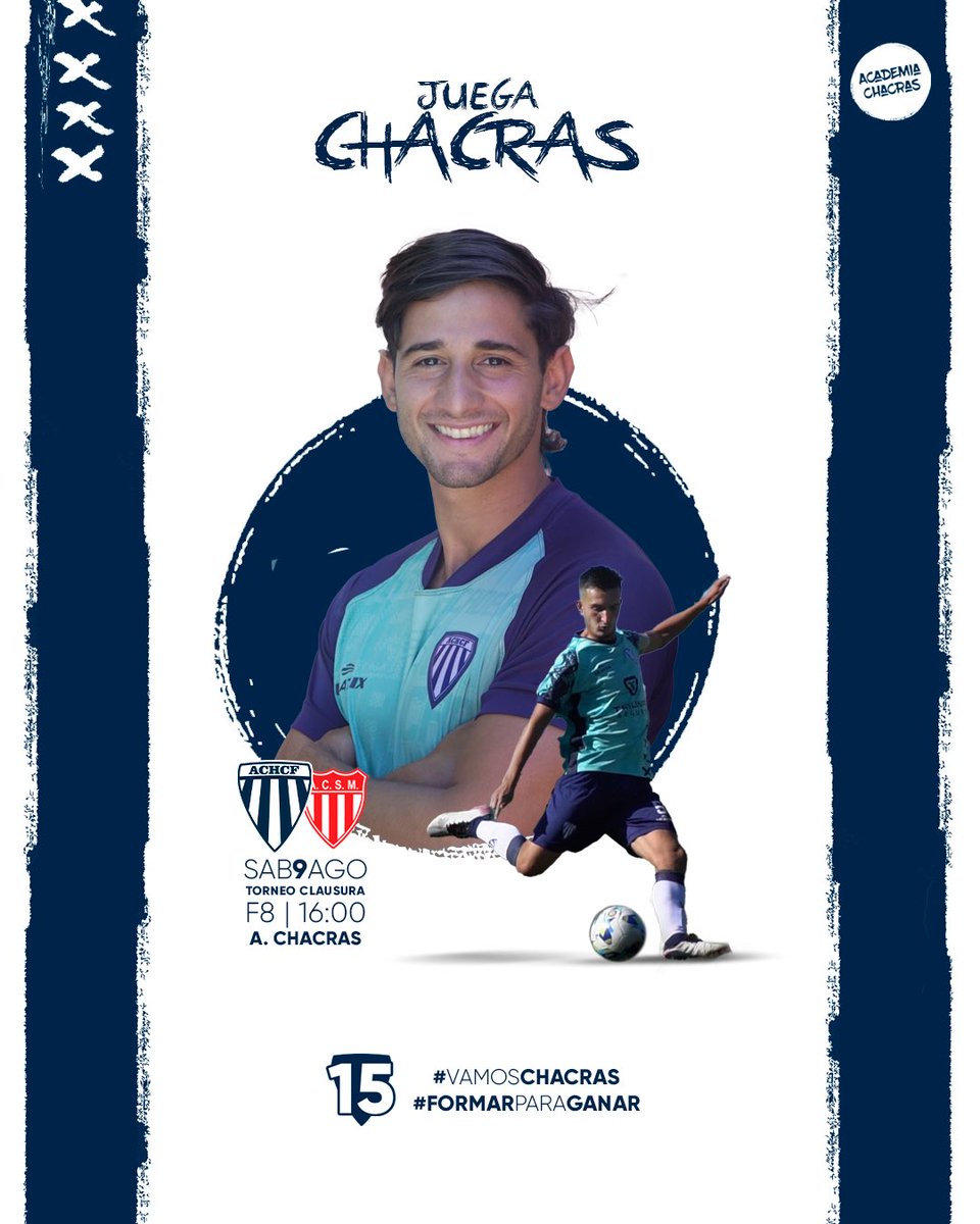 ChacrasOficial's tweet photo. #TorneoClausura | F8 

⚽️ Academia Chacras vs A.C. San Martín 
🏟️ El Glorioso del Cerro 
⏰ 16:00 

#VamosChacras 
#FormarParaGanar 
#15AñosFormando https://t.co/qescFrI6yf