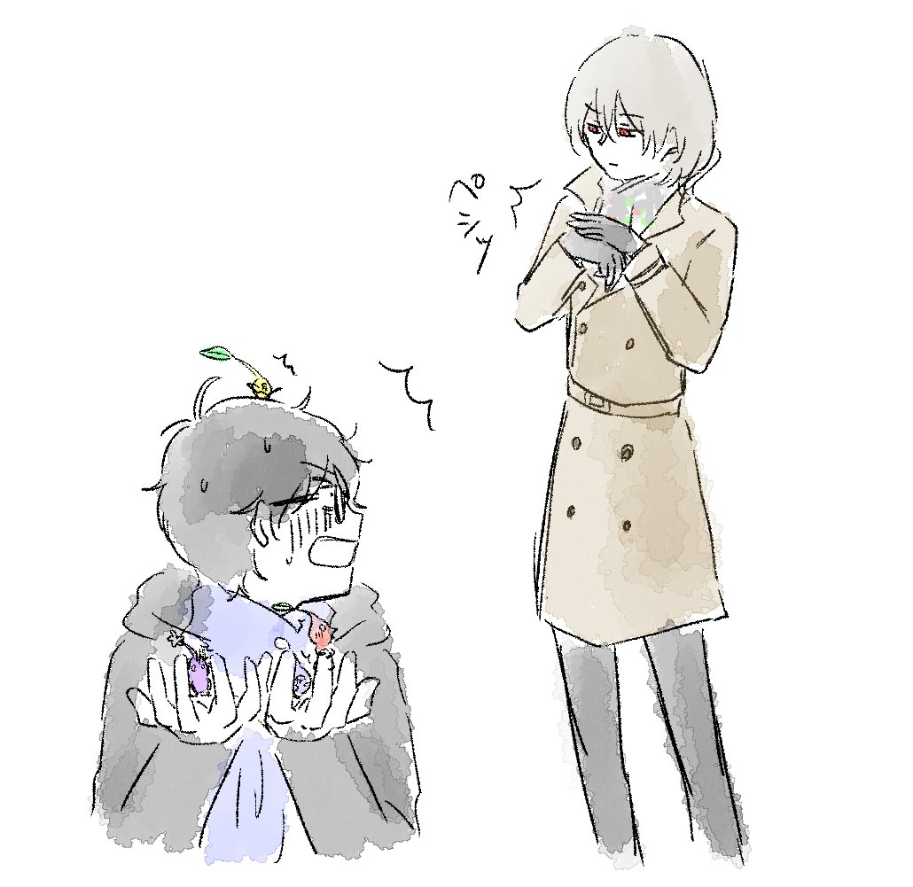 crg___p5's tweet photo. お題ありがとうございました
「ピクミンとぺごとあけち」です https://t.co/oYRf61S7jh