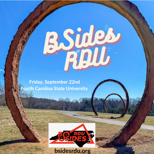 InfoSecSherpa's tweet photo. Join me and @AlyssaM_InfoSec as your keynote speakers for the 10th anniversary edition of @BSidesRDU!
Friday, September 22nd on the campus of @NCState - Go Wolfpack! ๐บ #ExploreRaleigh
Register today: https://t.co/srE6K9jDBZ https://t.co/USuDNM8Z6O