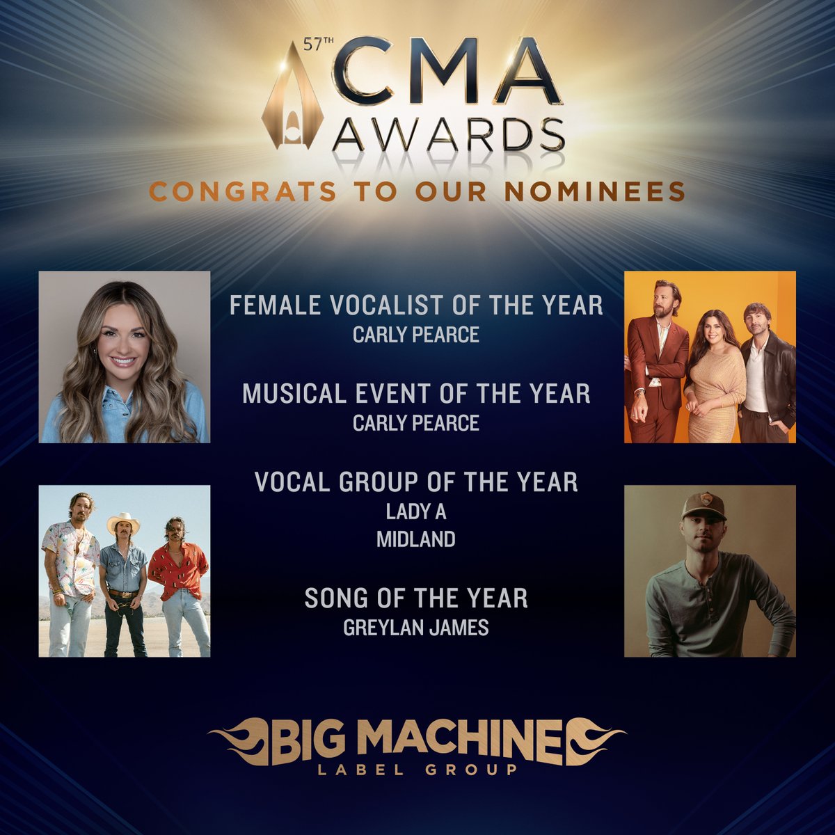 I love awards show season. I especially love when the #BMLGfamily gets acknowledged for their artistry and musicianship. To say that it takes a MACHINE is an understatement. 👊 Let’s celebrate Country Music’s BIGGEST Night LIVE on November 8 on ABC! @CountryMusic | #CMAawards