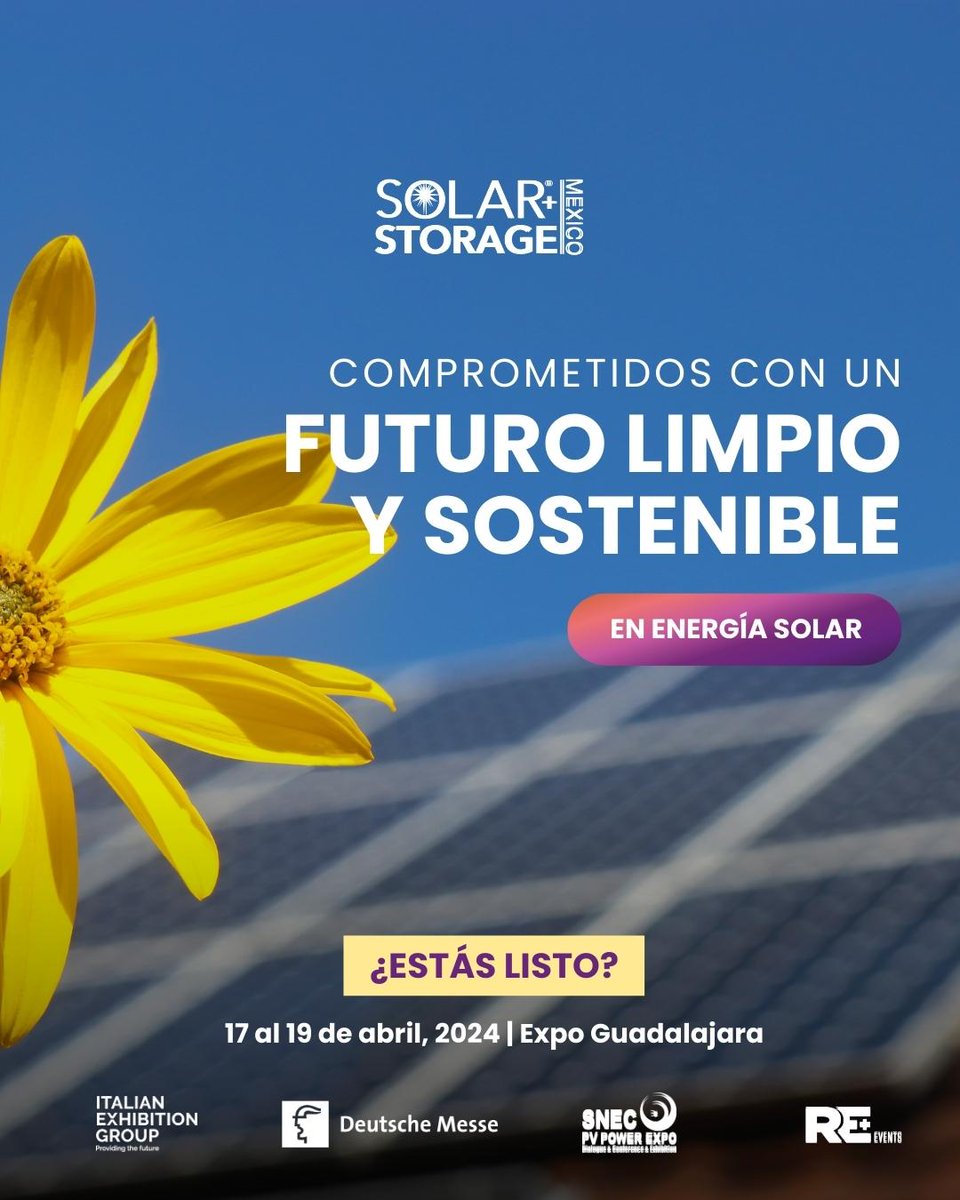 ♻️💡 Comprometidos con un futuro más limpio y sostenible 💡♻️

En Solar + Storage Mexico, estamos en una misión: transformar el futuro de la energía en México y en todo el mundo 🌎.

🗓️17 al 19 de abril 2024| Expo Guadalajara
#EnergíaSostenible #FuturoLimpio #SolarStorageMexico