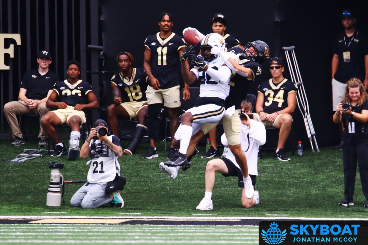 A minute and a half into todays game between Vanderbilt and Wake Forest, weather has put a halt on the action. Here are some 🫰 🫰 from early action in Winston-Salem with @JonMcCoyPhoto on the field today. #ACC | #SEC