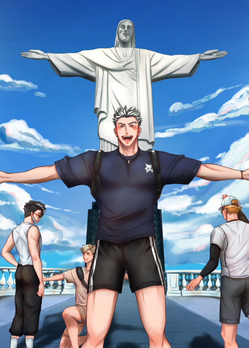 msby4 goes to brazil! 🇧🇷 it’s also my piece for <a href="/storedlovezine/">Stored Love: A Bokuto Zine!</a> 💛 #bokuto #haikyuu