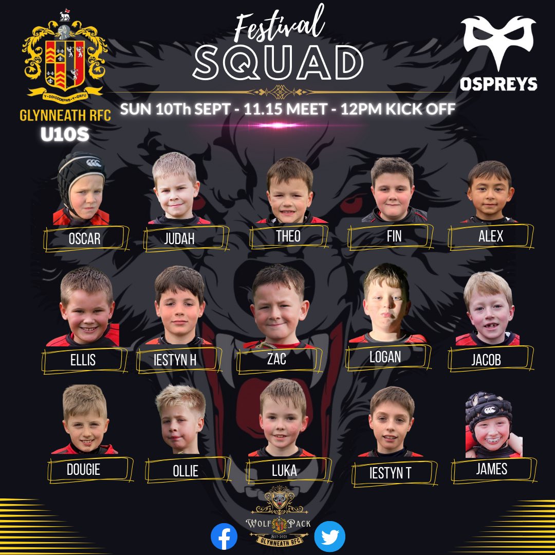 Did someone say another festival, here we go, good luck Wolfpack in the ospreys u10s rugby festival hosted by the great club that is @ystradbluesrfc see you all there 🐺🇩🇪👊🏻

@AllWalesSport @07496Sdtay @glynrfc @CommunityOsprey