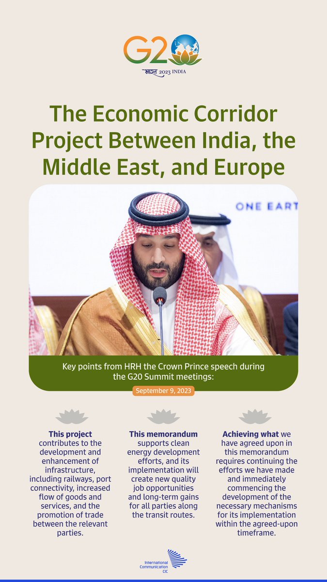 CICSaudi's tweet photo. Key points from HRH the Crown Prince’s statements during the #G20India Summit. https://t.co/lrjtoatMhT