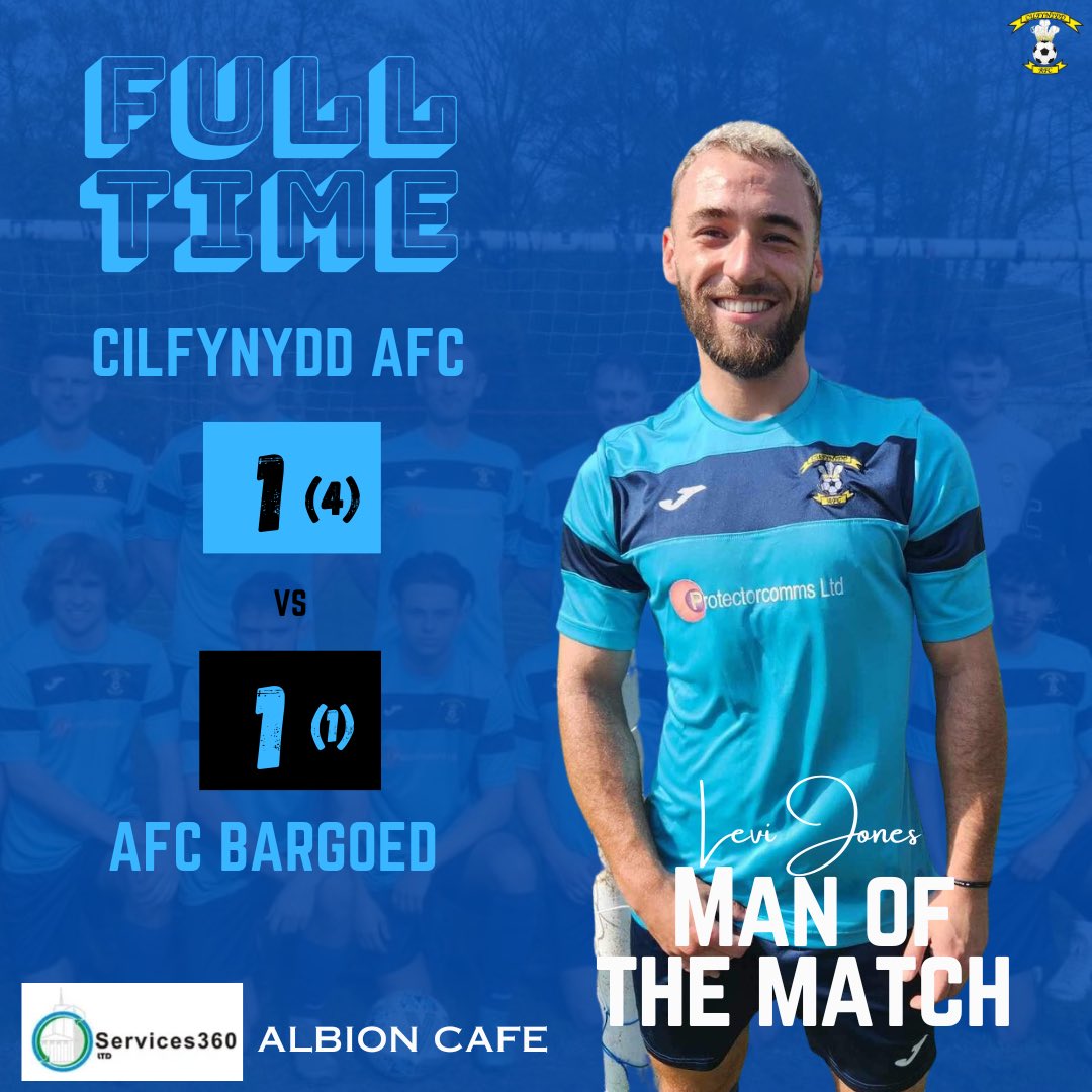 Cilfynydd AFC (@cilfynyddafc) on Twitter photo MATCH REPORT
1-1 Cilfynydd win 4-1 on Pens
We pick up another result on the road. Into the ๐ฉ for the next round. Hard fought game all credit to <a href="/ABargoed/">AFC Bargoed</a> Many candidates for MOTM but Levi Jones takes it. MATCH REPORT
1-1 Cilfynydd win 4-1 on Pens
We pick up another result on the road. Into the ๐ฉ for the next round. Hard fought game all credit to <a href="/ABargoed/">AFC Bargoed</a> Many candidates for MOTM but Levi Jones takes it.