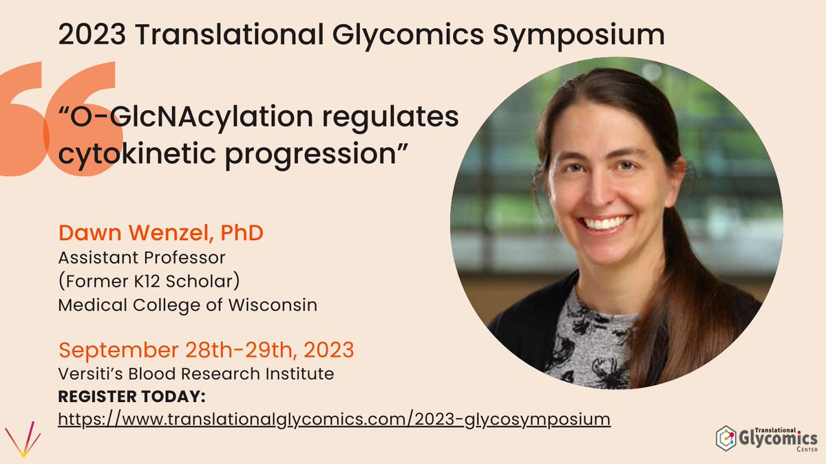 🌟Like O-GlcNAcylation?  Then don't miss this talk from Dawn Wenzel, PhD at the Translational Glycomics Symposium🌟 September 28th-29th🌟
➡️REGISTER TODAY!⬅️

#glycobiology #glycosymposium #bloodresearchinstitute #oglcnac