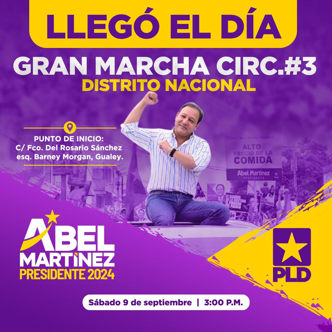 circ6pldsdn's tweet photo. ¡Llegó el día! 

Gran movilización de la #Circ3 del Distrito Nacional. 

¡Acompáñanos! 

🗓️ Sábado 9 de septiembre. 
🕜 3:00 p.m.
📍C/ Fco. Del Rosario Sánchez, esq. Barney Morgan, Gualey. 

#AguantenQueFaltaPoco
#ElDNMarcha https://t.co/AULPo55CEO