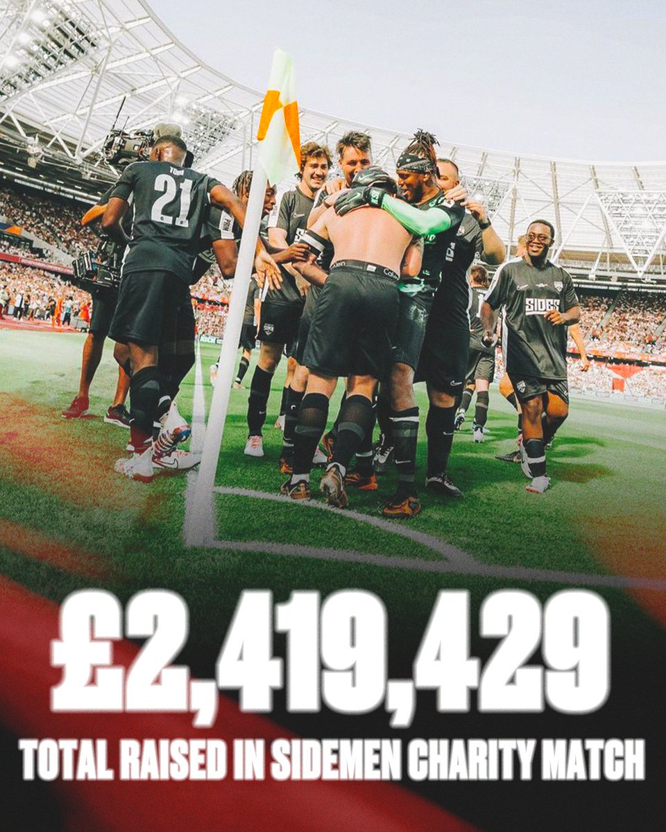 The Sidemen Charity Match raised over £2M in front of a sold-out crowd at the London Stadium 🤯📈
